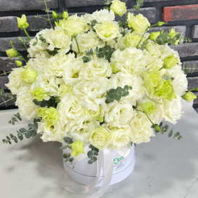  Belek Flower White Lisianthus in Stylish Large Box