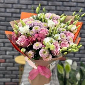 Belek Blumen Lisyantus-Rosen-Chrysanthemen-Bouquet