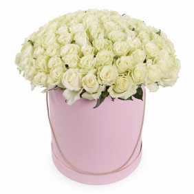  Belek Flower Order 75 White Roses in Pink Box