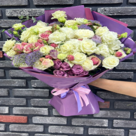  Belek Florist Lilac Bouquet Rose Lisianthus