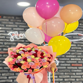  Belek Flower Delivery 101 Colorful Roses and 11 Colorful Balloons